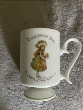 White Footed Ceramic Mug with Vintage Holly Hobbie